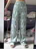 Jret漸變薄款闊腿褲女夏冰絲高腰運動(dòng)休閑垂感長(cháng)褲拖地褲子百搭ins潮 灰綠百褶褲 L 105-120斤 曬單實(shí)拍圖