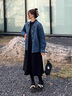 森馬（Semir）牛仔外套女中長款翻領落肩慵懶風上衣2025年春新款寬松顯瘦牛仔衣 牛仔藍灰88401 M 160/84A 曬單實拍圖