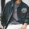 馬登工裝 美式休閑保齡球襯衫男寬松古巴領(lǐng)外套桃皮絨磨毛長(cháng)袖襯衣 深藍 S 曬單實(shí)拍圖