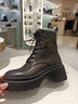 蹀愫（TIGRISSO）冬新【保暖加絨】百搭顯腿長(cháng)牛皮增高粗中跟美拉德風(fēng)馬丁靴女 黑色（豬皮內里） 36 230mm 曬單實(shí)拍圖