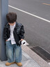 迪士尼男童皮衣外套春秋裝新款洋氣男孩加絨衣服兒童帥氣時(shí)髦上衣皮夾克 黑色 110 曬單實(shí)拍圖