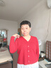 針織開衫外套女短款寬松毛衣外搭小衫長袖V領(lǐng)打底衫春秋洋氣上衣 磚紅 L 105-115斤 曬單實(shí)拍圖
