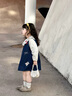 G.DUCKKIDS小黃鴨女童牛仔裙套裝春季2025新款兒童娃娃衫馬甲裙子寶寶連衣裙 藍(lán)色（襯衫+背帶裙） 100 cm 曬單實拍圖