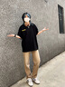 404MOBGANG【楊超越同款】茉莉花刺繡t恤短袖男女潮流美式復古涼感防曬 黑色 2XL 曬單實(shí)拍圖