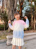 愛邁尼 AMENCL女童網(wǎng)紅炸街套裝兒童2025春秋新款漸變衛(wèi)衣兩件套大童春裝闊腿褲 4891粉漸變藍衛(wèi)衣 150 cm 曬單實拍圖