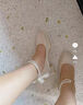 緋垚法式粗跟高跟鞋女白色婚紗新娘鞋結婚婚鞋氣質(zhì)方頭伴娘單鞋 高跟鞋米白色 5cm 37 曬單實(shí)拍圖