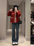 FSHE2025春秋小香風(fēng)外套女法式高級感皮毛一體加厚顆粒絨羊羔絨女短款 紅色 XL _建議130-145斤 曬單實拍圖