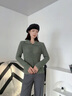 Teenie Weenie小熊女裝針織開衫2025春新款潮流時尚爛花鏤空針織衫空調(diào)衫 軍綠色 M 曬單實拍圖