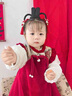 G.DUCKKIDS女童連衣裙春秋2024新款寶寶公主裙套裝兒童周歲生日禮服拜年服 紅色 (建議寶寶6-8公斤 6-12個月) 73 曬單實拍圖
