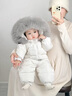 G.DUCKKIDS嬰兒連體羽絨服男女寶寶0-1-2-3歲幼兒冬季外出爬服兒童套裝加厚 藏青色(灰色毛領(lǐng)) 110cm 曬單實(shí)拍圖