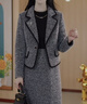 GIOIO兩件裝小香風(fēng)連衣裙女遮肉2025秋冬新品小西裝毛呢外套顯瘦套裝裙 灰色  3XL 【建議136-145斤】 曬單實拍圖