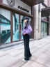 女童牛仔褲春秋中大童韓版洋氣闊腿褲百搭女孩寬松顯瘦直筒長褲潮 黑色 150cm 曬單實拍圖