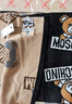 莫斯奇諾（moschino）禮物中性款泰迪熊配字母圍巾 黑色 30571 M1856 016 曬單實(shí)拍圖