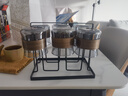 青蘋果創(chuàng)意復(fù)古玻璃杯家用水杯耐高溫茶杯喝水杯子客廳待客套裝 束腰煙灰x6+簡約架 曬單實拍圖