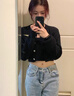 蜜樂奇黑色毛衣外套女2025新款小個子香風(fēng)入深秋初冬季針織開衫上衣 黑色 【感/設(shè)計感/韓系/氣質(zhì)/獨 S 75-90斤 曬單實拍圖