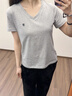 ELAND【臻棉T】衣戀T恤女簡(jiǎn)約風(fēng)v領(lǐng)匹馬棉舒適短袖上衣25夏季新款 灰色(15)Grey S /160 曬單實(shí)拍圖