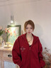 BJHG不計后果貼貼連帽開衫衛(wèi)衣男秋季2025新款重磅美式夾克外套上衣女 深紅色 M 曬單實拍圖