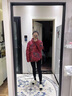 羅蒙（ROMON）媽媽裝棉襖2025新款大碼遮肚短款羽絨服紅色本命年外套中老年女裝 紅色（加絨加厚 羽絨服） L  適合105斤以下 曬單實(shí)拍圖