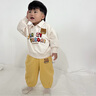 幼歌（YOUGE）【有機(jī)云朵衛(wèi)褲】嬰幼兒寬松軟糯親膚長褲針織小熊休閑衛(wèi)褲 明黃（66-90兩用襠） 80 cm 曬單實(shí)拍圖