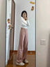 Jret臟粉色闊腿褲女春秋新款韓版小個(gè)子寬松顯瘦百搭高腰褲子夏季女 臟粉色 M 曬單實(shí)拍圖