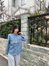 Teenie Weenie小熊女裝襯衫2025季新款花朵刺繡文藝風(fēng)休閑牛仔襯衣 中藍(lán)色 S 曬單實(shí)拍圖