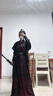 朝韻辭原創(chuàng)漢服【幽竹】武俠俠客刺繡黑紅酷颯古裝日常古風套裝 幽竹套裝上衣+下裙+外衣 護腕腰帶 XL 曬單實拍圖