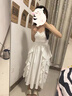 DAVEY MODE夏季溫柔系氣質(zhì)2025新款韓系防曬開衫荷葉邊收腰吊帶裙連衣裙女 單件杏色裙子 M :建議95-110斤 曬單實拍圖
