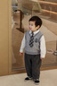 班喜迪男童學(xué)院風(fēng)套裝秋裝2025新款帥氣時(shí)髦寶寶襯衫馬甲春秋兒童三件套 灰色 90 曬單實(shí)拍圖