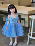 G.DUCKKIDS公主裙女童裙子夏季2025新款兒童禮服吊帶裙超仙生日禮服蓬蓬裙 藍(lán)寶石愛莎裙 100 適合90-100cm年齡3-4歲 曬單實拍圖