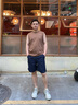AK ARMY2025夏季新款美式復(fù)古白色純棉健身背心男竹節(jié)棉寬松坎肩無袖t恤 咖啡色 M 曬單實拍圖
