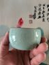 廷懷窯 李廷懷汝窯茶杯陶瓷品茗杯主人杯單杯汝州汝瓷開片 托底燒 手作卵青釉臥足杯 曬單實(shí)拍圖