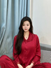 浪莎紅色本命年睡衣女秋冬高端花邊領(lǐng)袖口褲腳蕾絲邊女生紅品禮盒裝 烈焰紅 L 推薦100-120斤 曬單實(shí)拍圖