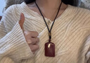 黛洛奇（DAILUOQI）【送證書】保真朱砂項鏈【無事牌】吊墜男女同款平安福紫金砂掛件 平安無事牌【不刻字】 松石鏈條 曬單實拍圖