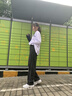UKMR黑色闊腿牛仔褲女潮流韓版寬松高腰顯瘦直筒垂感拖地褲ins潮學(xué)生 黑色 加長褲 優(yōu)質(zhì)款 L 110-125斤 曬單實拍圖