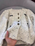 派吉鯊彩點針織開衫女秋冬季寬松短款小香風(fēng)蝴蝶結(jié)毛衣外套上衣 圖片色 S 曬單實拍圖
