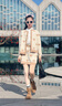 英氏（YEEHOO）兒童套裝女童衣服秋季時(shí)尚淑女開(kāi)衫裙子兩件套秋裝新款中大童裝 愛(ài)心logoA米白 160 曬單實(shí)拍圖