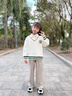 優(yōu)優(yōu)1點(diǎn)（Yoyo one）女童春秋套裝2025新款女大童女孩衛(wèi)衣學(xué)院風(fēng)秋季洋氣春款兒童秋裝 15188咖色4948米白 160cm 曬單實(shí)拍圖