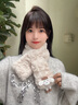 蘇木佰（SOMUBAY）小羊圍脖女秋冬季保暖毛絨絨圍巾加厚可愛(ài)少女心小清新款脖套韓版 小羊款-米色 曬單實(shí)拍圖