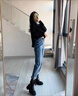 松緊腰哈倫牛仔褲女韓版高腰寬松褲子休閑百搭顯瘦老爹褲J393 淺藍(lán)色 XL （120-130斤） 曬單實(shí)拍圖