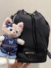 PRADA/普拉達(dá)【禮物】女士Re-Nylon 再生尼龍手拿包手提包 黑色 （牛皮革束帶） 曬單實(shí)拍圖