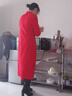 啄木鳥(niǎo)（TUCANO）旗袍女2025秋冬新款裝改良加絨加厚新中式修身顯瘦長(cháng)袖連衣裙 紅色 XL 建議110-120斤 曬單實(shí)拍圖