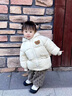 G.duck兒童棉服男女童裝棉衣外套上衣秋冬裝小寶寶羽絨棉襖嬰兒衣服 杏色(小熊款) 110 cm 曬單實(shí)拍圖