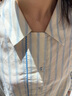朵朵·可可25春季新款純棉情人節(jié)禮物情侶條紋男友風(fēng)長(zhǎng)袖八分褲女家居睡衣 藍(lán)白條 S (155) 曬單實(shí)拍圖