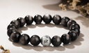 Tsful黑曜石手串男士高級感六字箴言招財轉(zhuǎn)運珠手鏈送兄弟生日禮物實用 六字箴言銀曜石手串【10mm】 曬單實拍圖