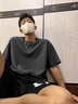 浩術(shù)華夫格短袖t恤男圓領(lǐng)透氣夏季寬松加大碼純色韓版打底衫五分半袖 黑色+深灰【2件裝】 XL 【建議120-135斤】 曬單實(shí)拍圖