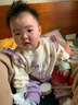 乖奇熊秋冬衛(wèi)衣兩件套女寶寶抓絨保暖休閑褲分體嬰兒衣服外出拜年套裝 米黃/可愛微笑 80 曬單實拍圖