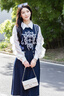 音兒（YINER）Goodland美地女裝時尚木耳邊POLO領(lǐng)春日假兩件針織衫套頭 深藍(lán) M 曬單實拍圖