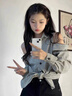 DXOT2025韓系休閑王炸襯衫感小眾慵懶韓妹條紋襯衫女秋長袖露肩上衣女 露肩襯衫  M 建議 100-110斤 曬單實拍圖
