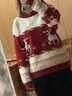 莫代爾圣誕過(guò)年設計感針織衫女2025春秋冬新款加絨加厚打底保暖學(xué)生毛衣 加絨 紅色-加厚 L 110-120斤 曬單實(shí)拍圖