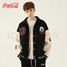 可口可樂（Coca-Cola）棒球服男春秋季PU皮夾克情侶外套 黑色 2XL (170-190斤)  曬單實拍圖